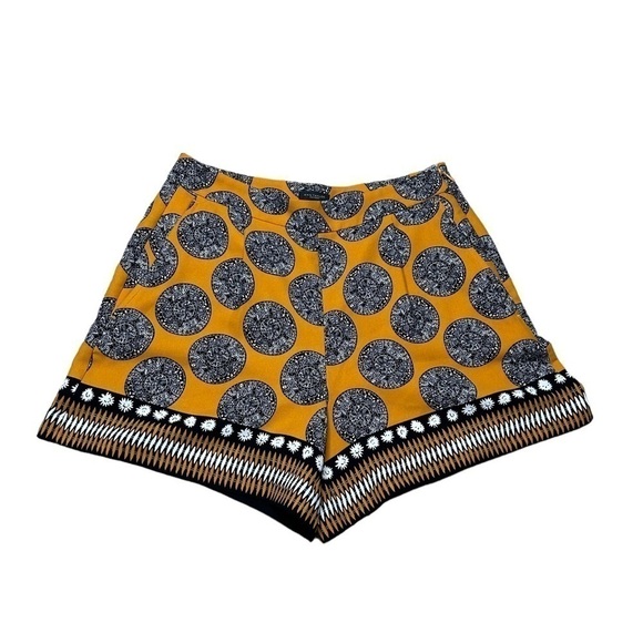 Ann Taylor Mustard Yellow Medallion Print Dressy Casual  Drape Short Size 2 - Picture 3 of 16